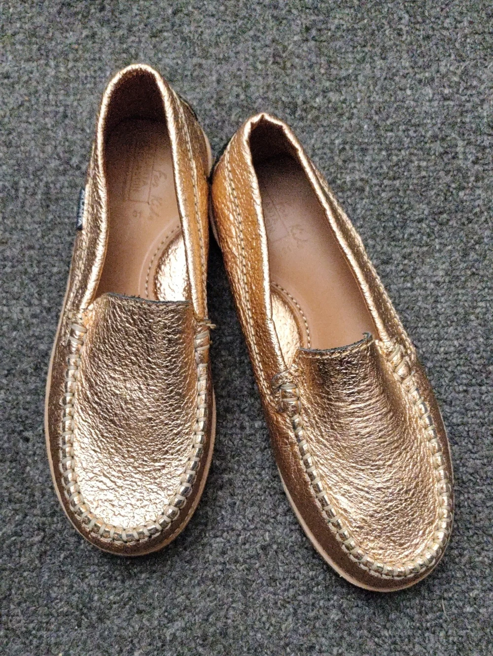 Kids Metallic Copper Slip-On  Moccasins